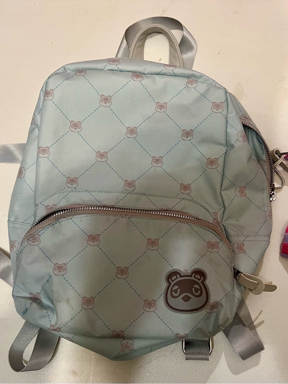 Nintendo Kids Backpack Light Mint Green with Pink Bear Pattern